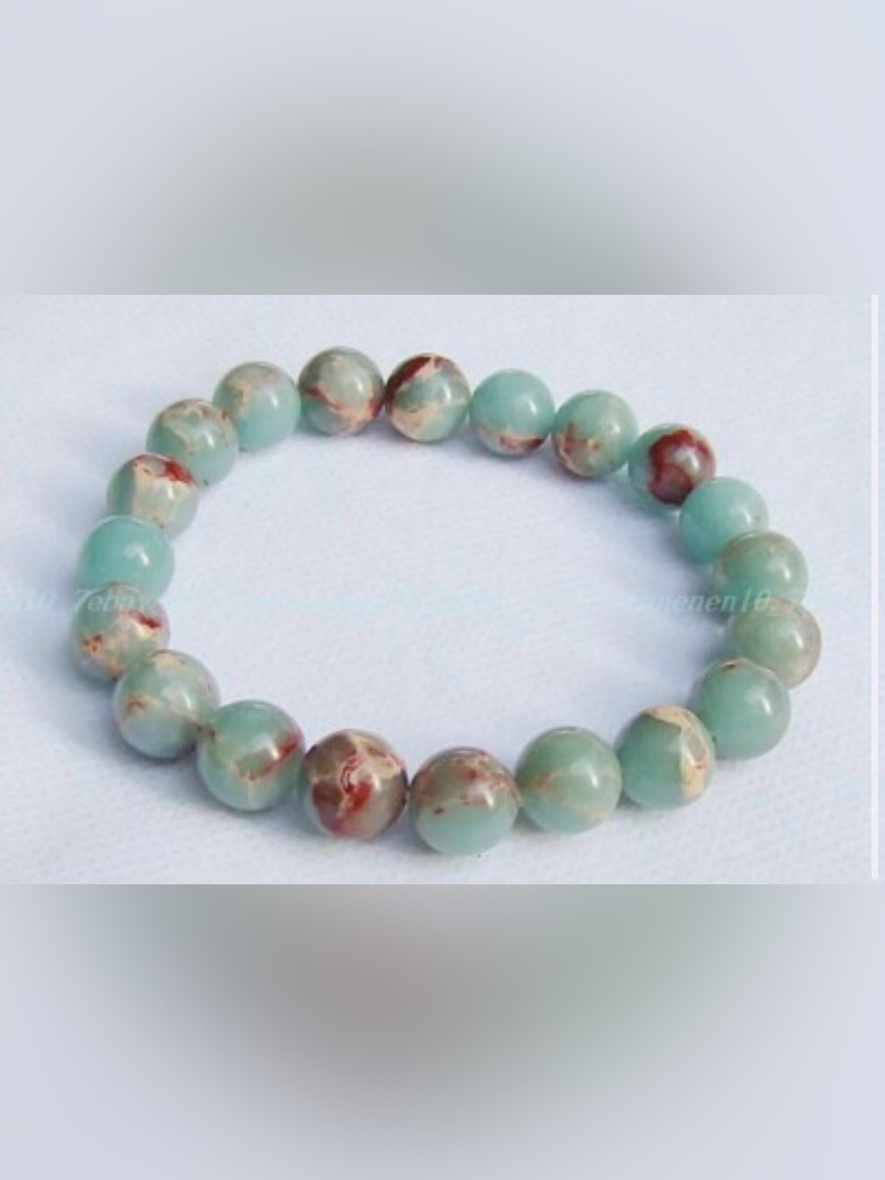 Turquoise Jasper Beaded Bracelet - Aqua & Brown
